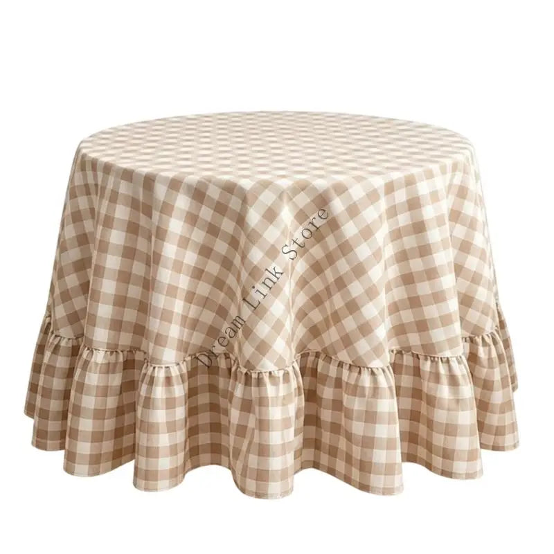 nappe table beige carreaux vintage rustique réutilisable 160cm 140cm 120cm 90cm