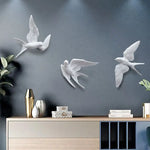 décoration murale oiseaux hirondelles résine blanche moderne minimaliste
