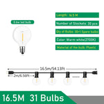 guirlande lumineuse transparente vintage 17m 52 ampoules clips étancheextérieur camping fête
