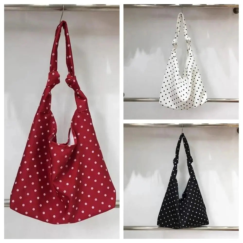 sac bandoulière toile pois décontracté sac fourre tout sangle nouée bohème sac main polyvalent