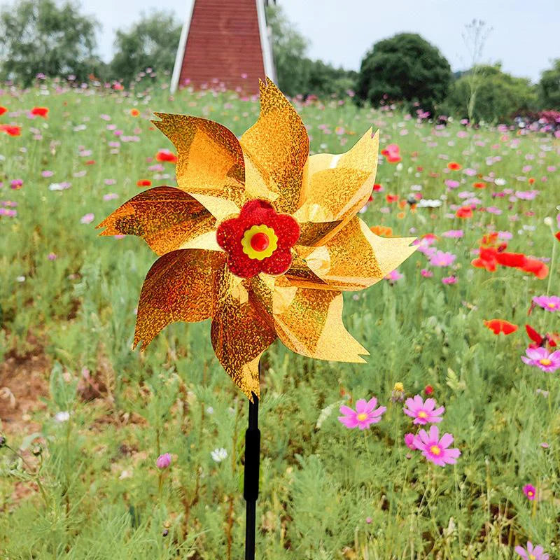décoration extérieure moderne moulin vent lumineux points brillants couleurs vives jardin fixations incluses