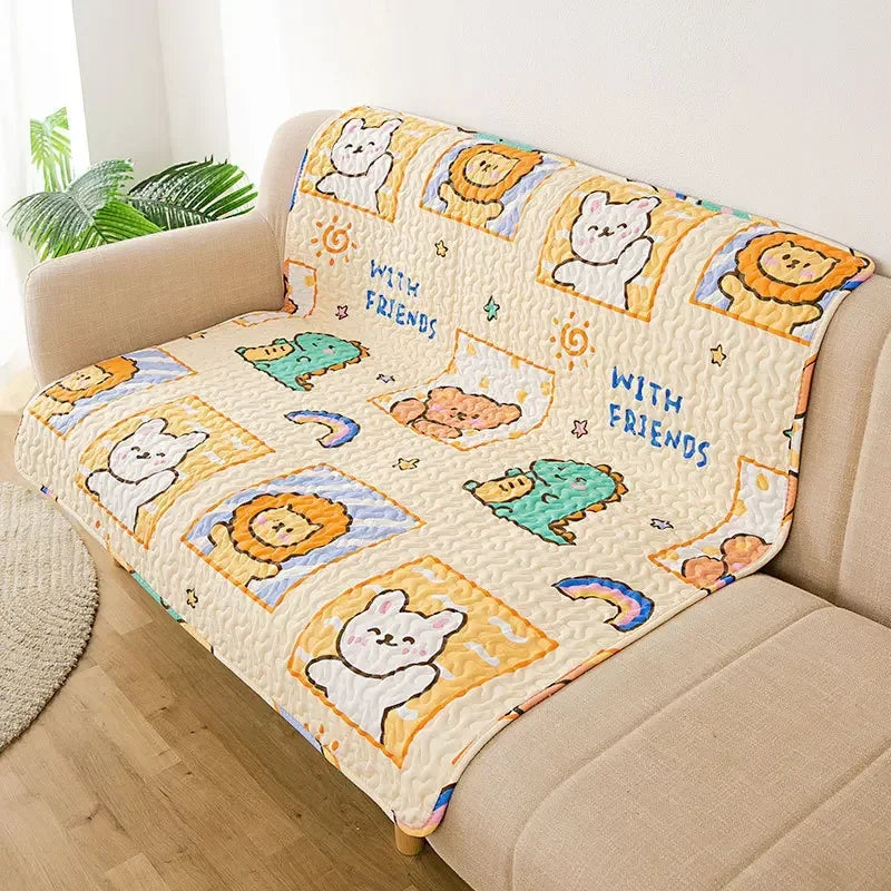 tapis lit imperméable coton dessins animaux modernes chiens bleu clair gris clair soleils arcs