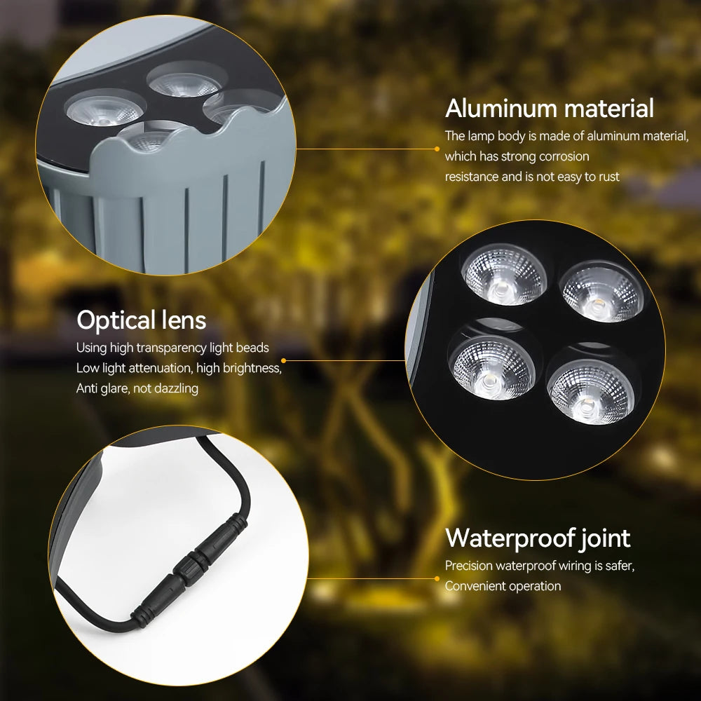 spots lumineux led noir moderne 310mm ip65 têtes 12w connecteurs étanchesextérieur contemporain