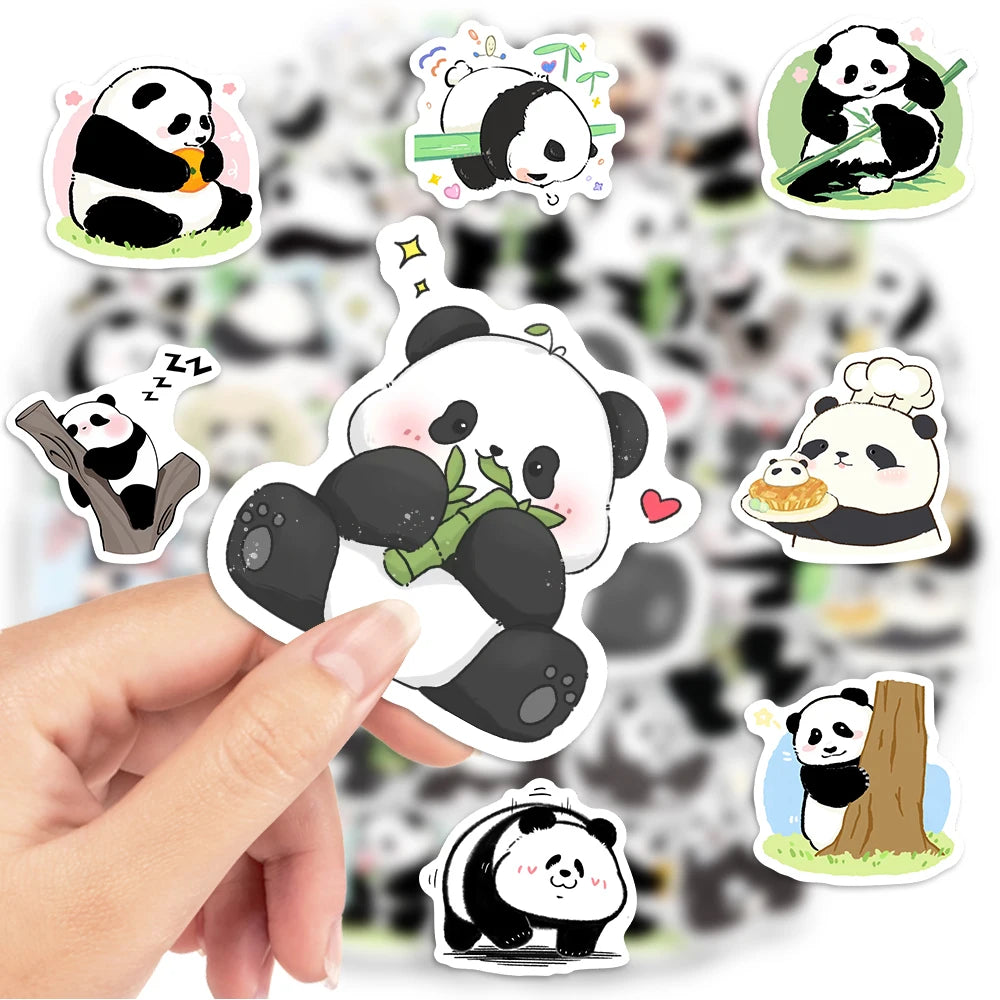 sticker mignon dessin animé panda motifs variés adhésifs waterproof transparents collection multiple usage unique
