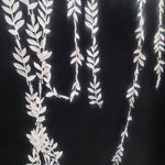 ruban décoratif élégant feuilles stylisées polyester blanc noir soluble eau