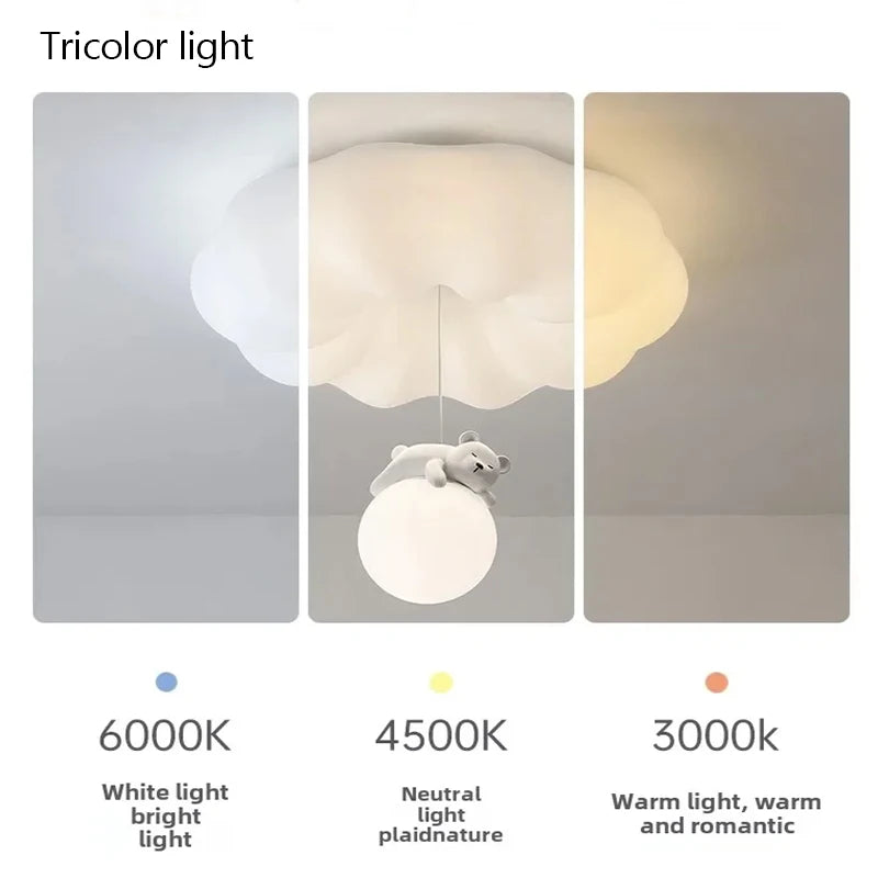 plafonniers led tricolore nuages étoiles enfantins moderne blanc bleu beige