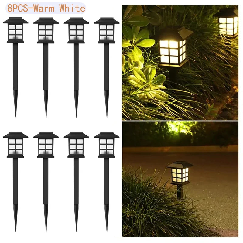 lumière solaire extérieure classique noir carreaux blancs stake jardin pack led imperméable ip65