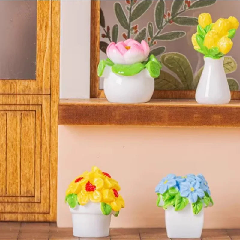 bouquet fleurs artificielles miniature décoratives feuilles fleurs diverses couleurs opaques décoration intérieure festive
