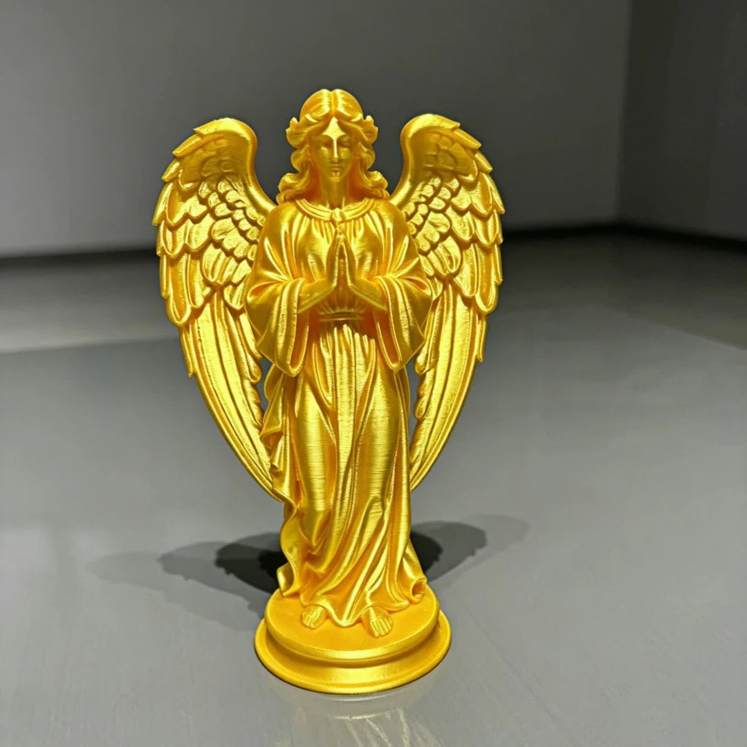 statue ange blanc or impression 3d texture brillante classique religieuse autel maison
