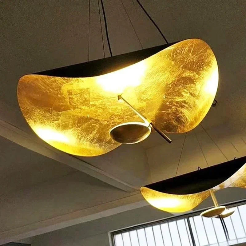 Suspension lumineuse moderne noir doré texture métallique câble suspendu 40cm 60cm 80cm lumière froide