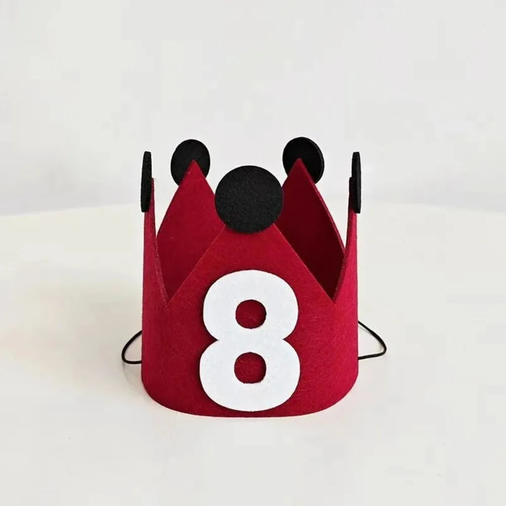 couronne anniversaire enfant rouge oreilles chiffres adhésif festive décoration première année joyeuse festivités