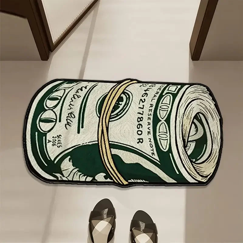 tapis vert beige blanc billets banque moderne antidérapant polyester intérieur chambre bain cuisine
