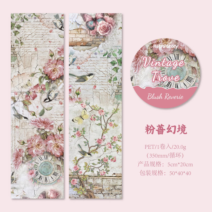 ruban décoratif vintage multicolore fleurs papillons lettres illustré 50mm longueur 2mètres