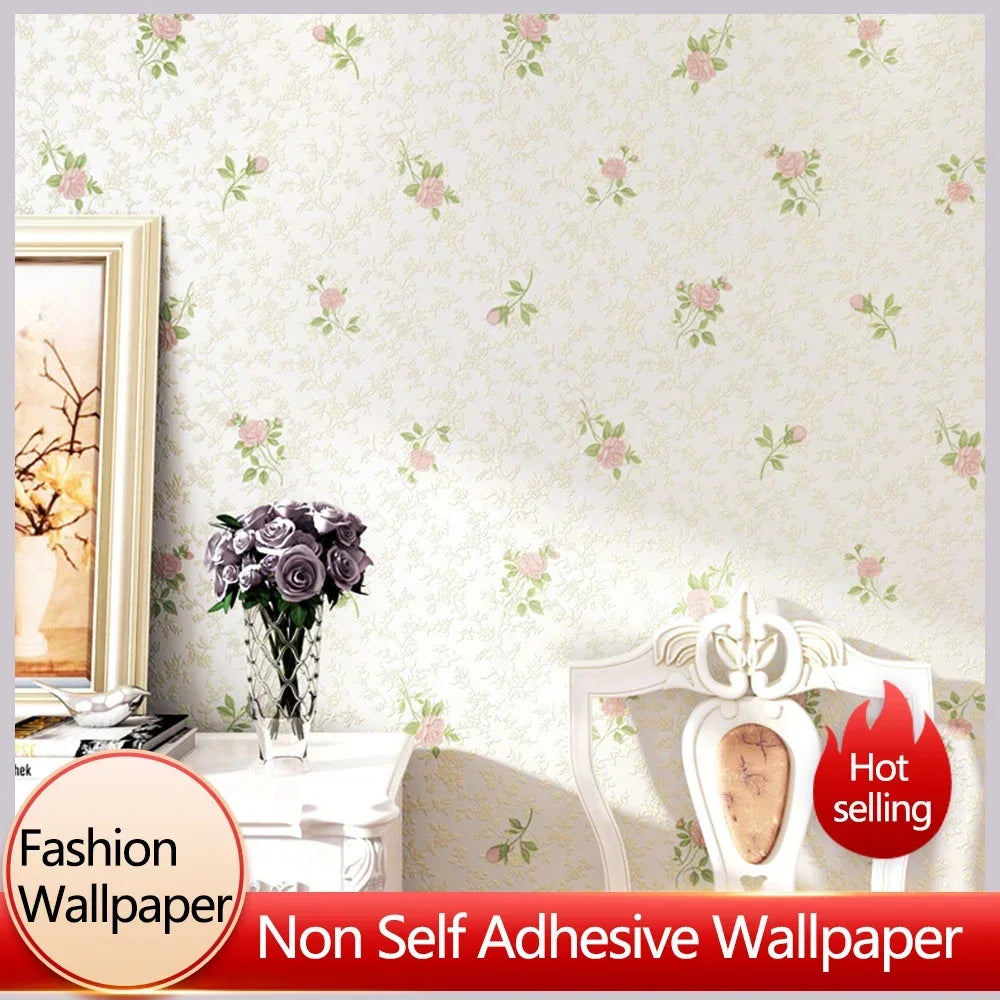 papier peint floral texturé blanc cassé rose violet bleu vert chambre salon étude enfants