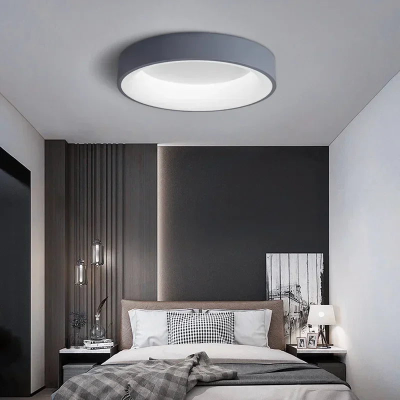 Plafonnier LED moderne rond métal blanc noir bois 30 40 50cm télécommande réglable