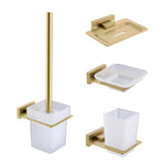 accessoires salle bain doré moderne porte savon gobelet brosse wc serviette lotion crème