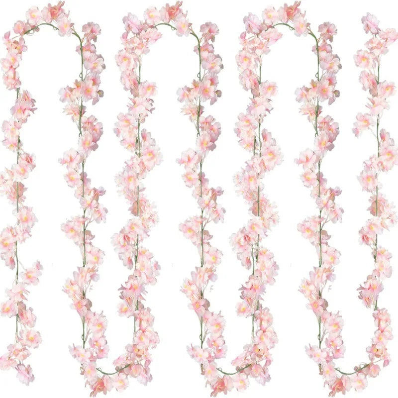 guirlande fleurs artificielles rose clair modernes intérieur mariage anniversaire baby shower clips fixations 180cm