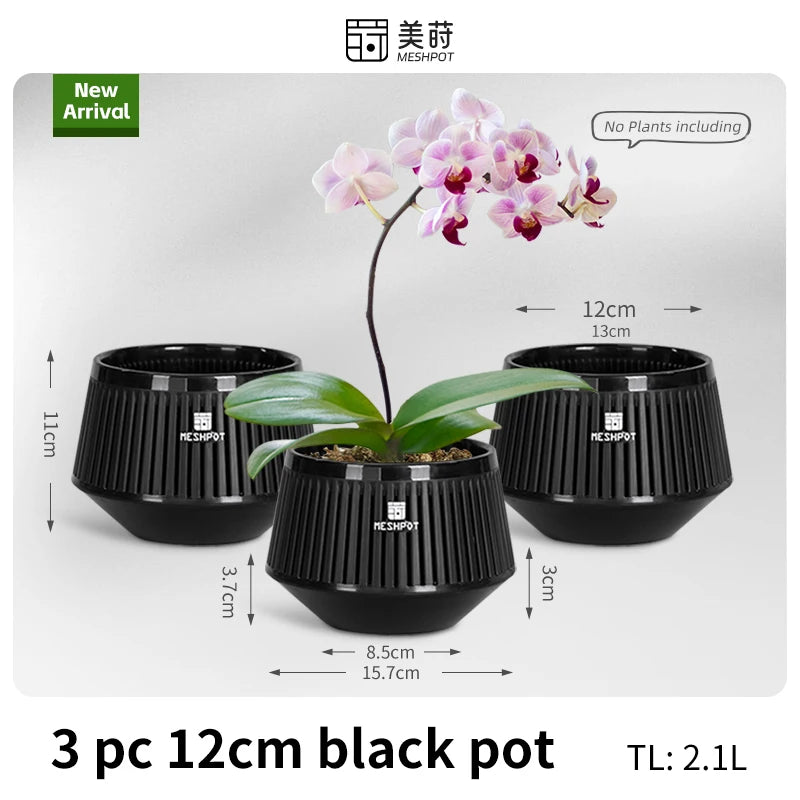 pots orchidées blancs moderne ventilation aération plateaux intérieurs extérieurs