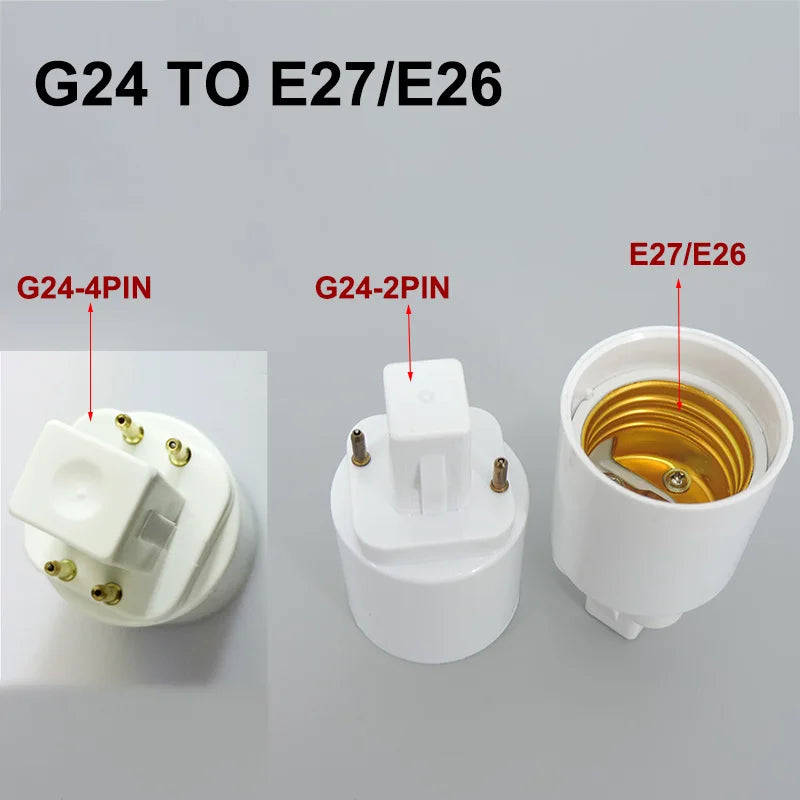 adaptateur ampoule g23 g24 e27 blanc moderne abs led ac 110v 220v