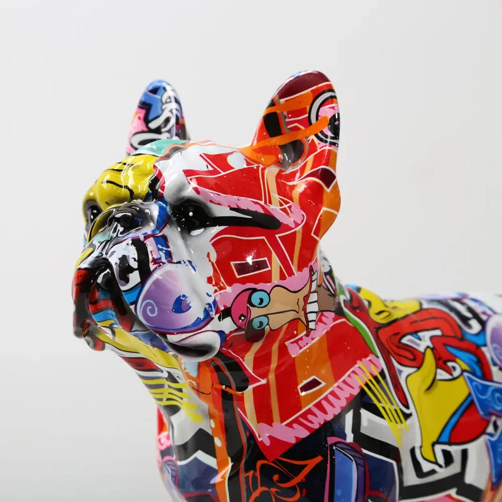 Figurine bouledogue coloré style graffiti décoration bureau
