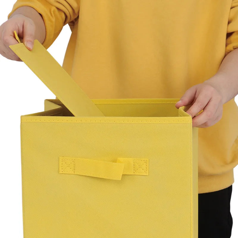 boîtes rangement pliables modernes couleurs variées tissu uni minimaliste poignées amovibles