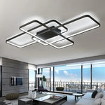 plafonnier moderne minimaliste noir blanc rectangles superposés géométrique opaqué luminaire salon chambre