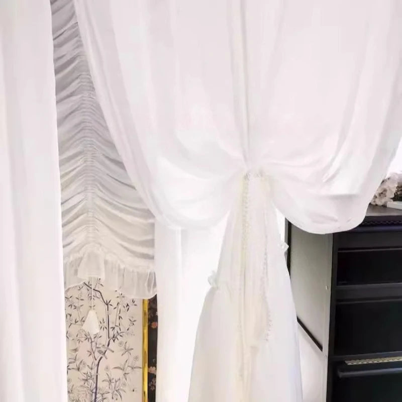 rideau blanc tulle transparent classique romantique fenêtre polyester