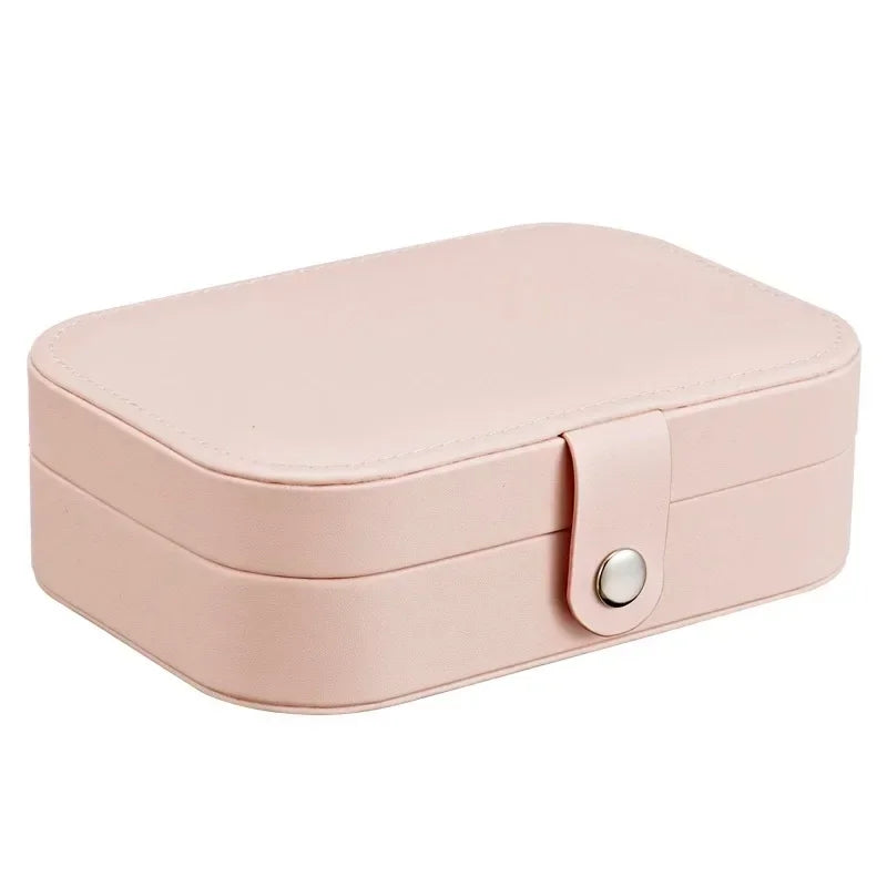 boîte bijoux moderne rose clair noir pratique toile simili cuir portative voyage