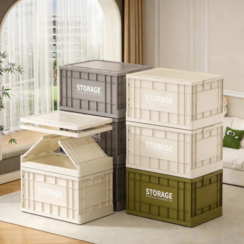boîtes rangement pliables grandes capacités 40l 50l charge 100kg beige vert olive vintage poignées