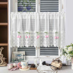 rideau blanc dentelle tulipes roses transparent vintage romantique maison