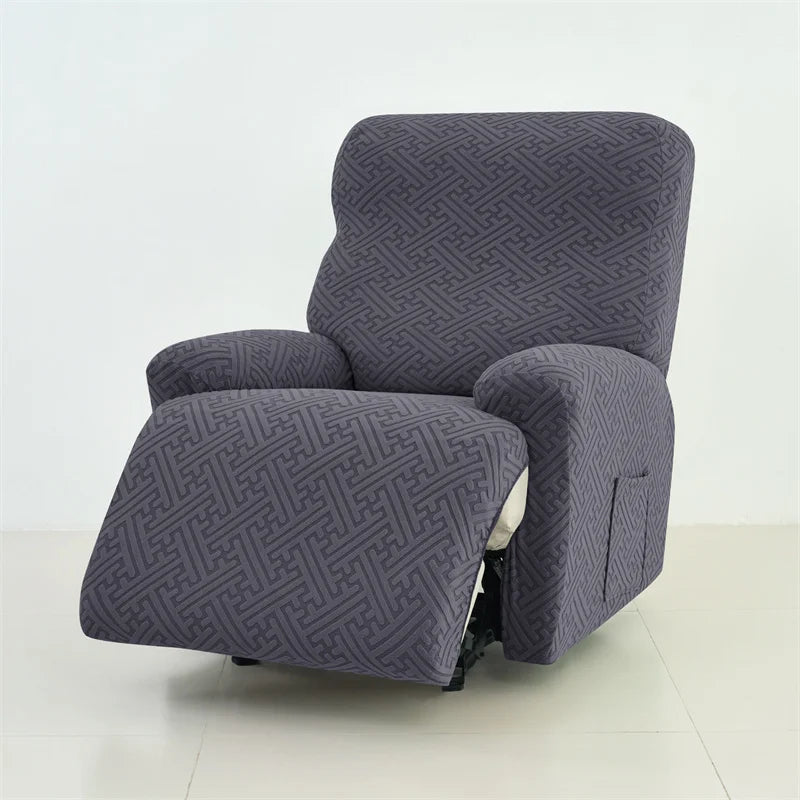 housses fauteuil inclinable jacquard beige motif géométrique moderne fixation pièces polyestère lavable automne hiver