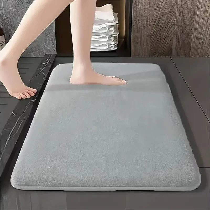 tapis bain bleu marine gris moderne doux antidérapant absorbant rapide séchage