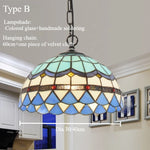 lampe suspendue tiffany multicolore art nouveau vintage motifs floraux chaîne métallique