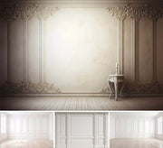 fond photo mural rétro blanc panneaux bois classique vintage chambre décoration