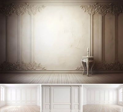 Fond photo mural rétro chambre blanche