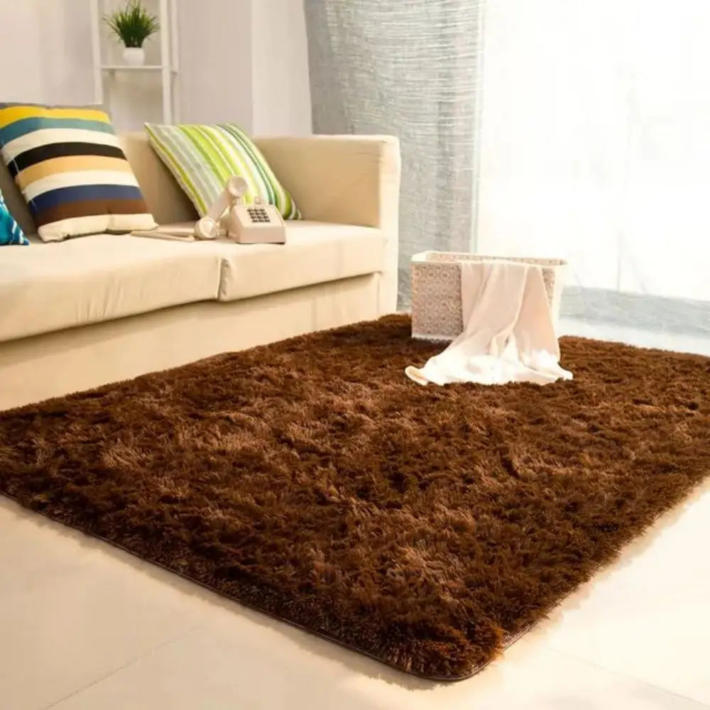 tapis peluche épais moderne salon chambre lit décoration maison doux gris blanc rose marron