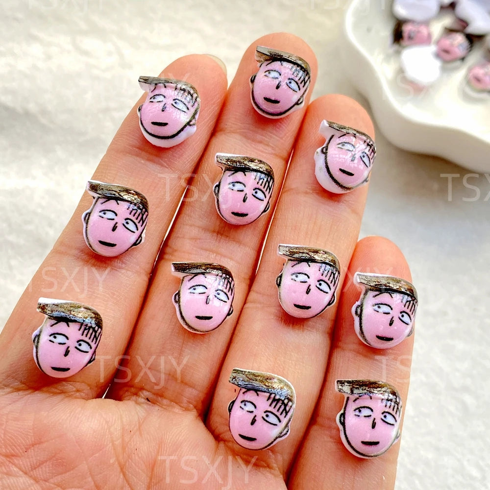 autocollants ongles dessins animés visages expressions cartoon blanc noir rose gris doré adhésif nail