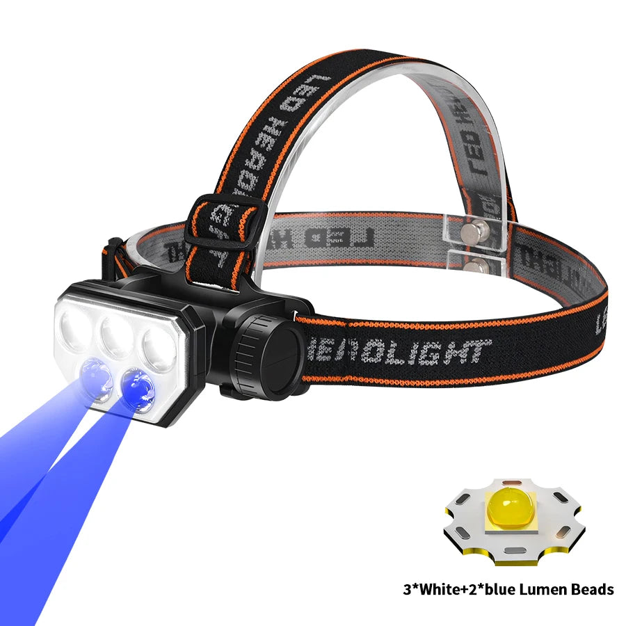 lampe frontale led rechargeable leds ipx4 étanche réglable noir orangeOutdoorRunningHikingCamping