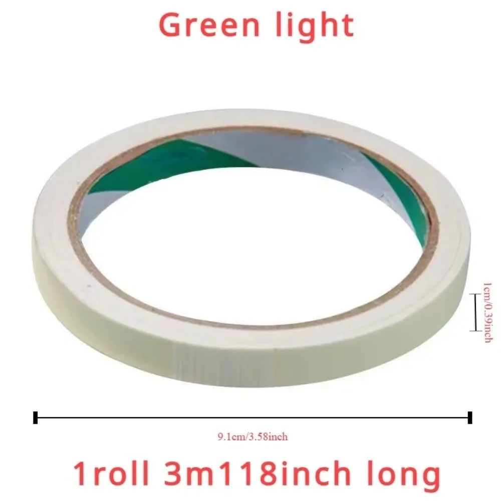 ruban adhésif phosphorescent vert sécurité décoration bricolage 3m longueur autoadhésif
