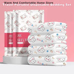 ensemble literie jetable blanc lapins nuages lucky drap plat taies oreiller opaque