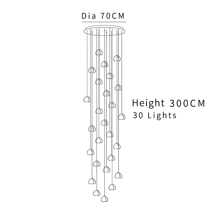 suspension lumineuse moderne transparente cristal ampoules led 200cm haute luminosité