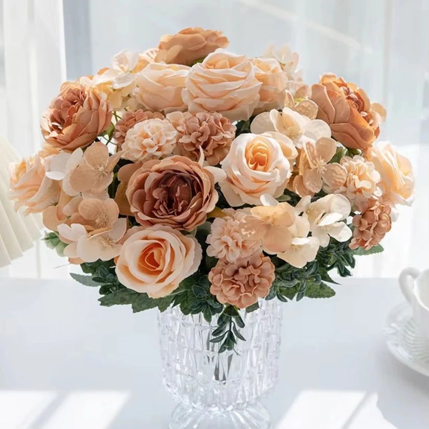 bouquet fleurs artificielles violet rose blanc classique intérieur décoration maison événement anniversaire mariage
