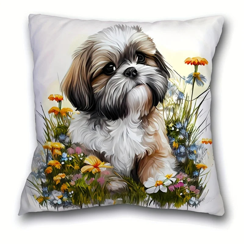taies d'oreiller animaux imprimées tigres chats chiens orange noir blanc vert polyester peachskin 45x45cm