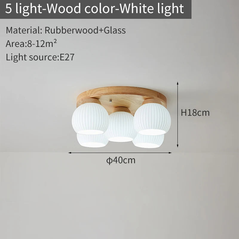 lampe moderne bois blanc abat jour verre motifs plissés éclairage chambre coucher