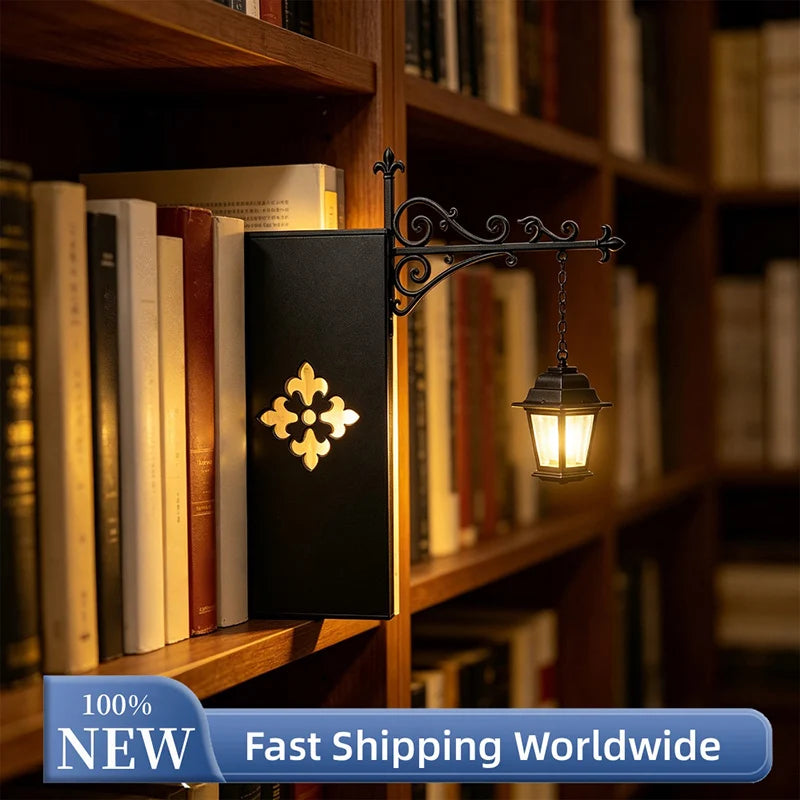 lampe bibliothèque rétro lampe murale noire motif géométrique doré classique éclairage intérieur écrou fixations
