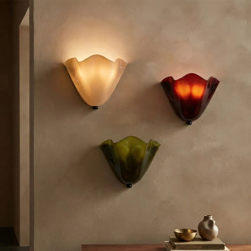 lampe murale décorative fleur blanc crème rouge vert olive led moderne chambre salon