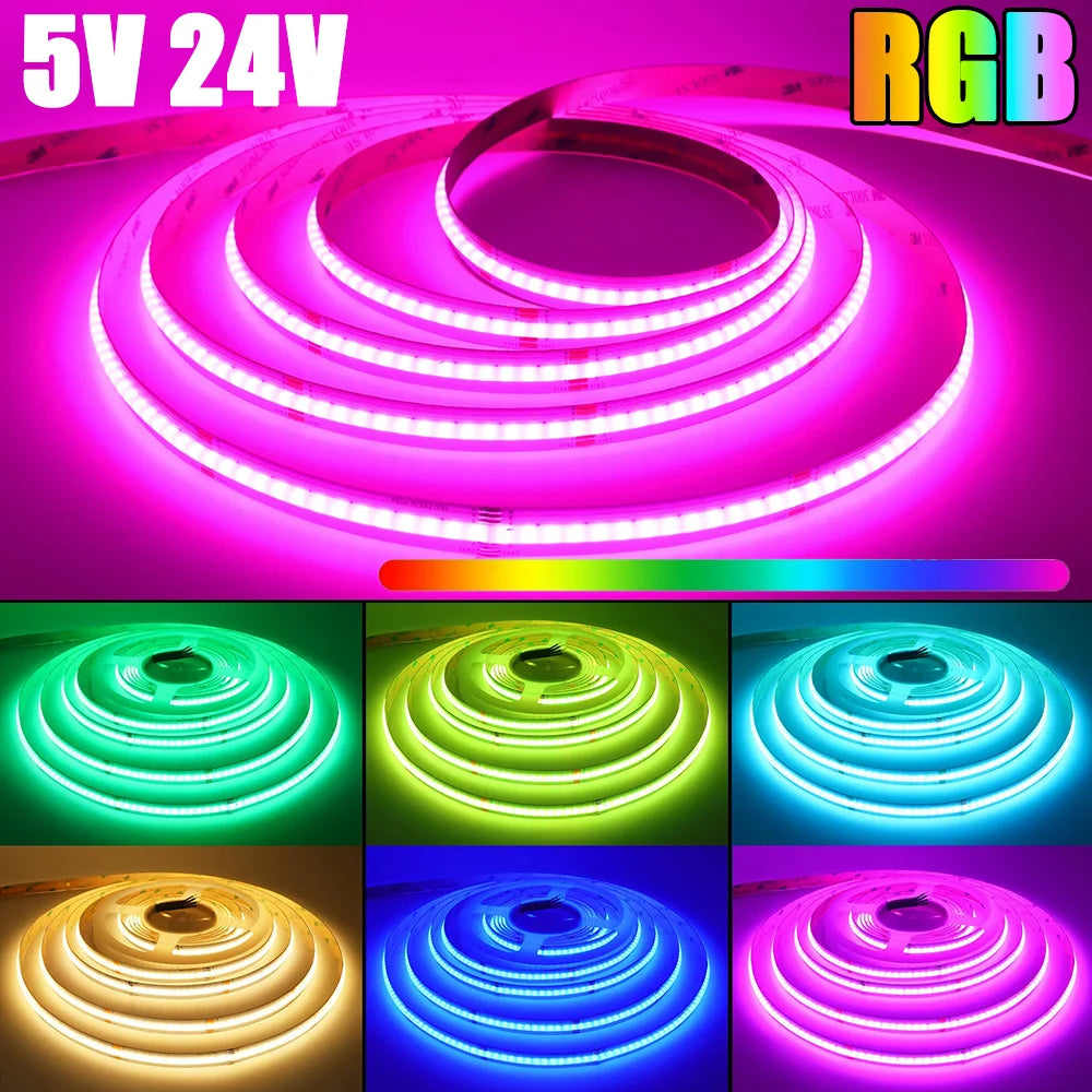 Ruban led flexible rgb haute luminosité 840 leds 24v adhésif moderne decoration maison