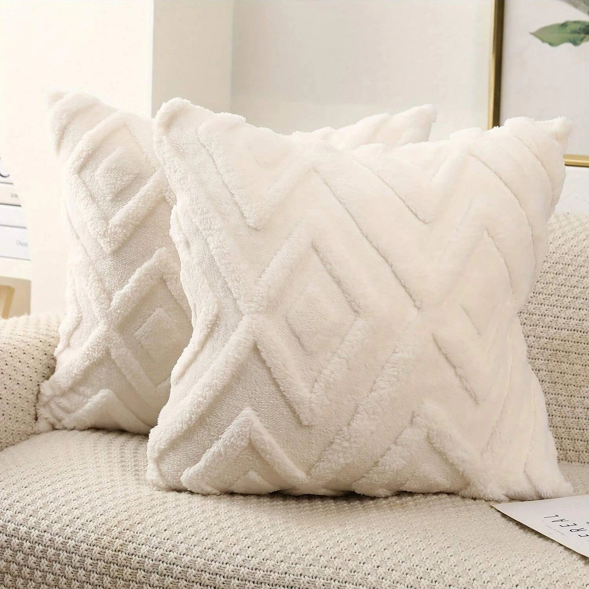 housse coussin carré polyester motif géométrique moderne beige clair décoratif siège inclusion zip