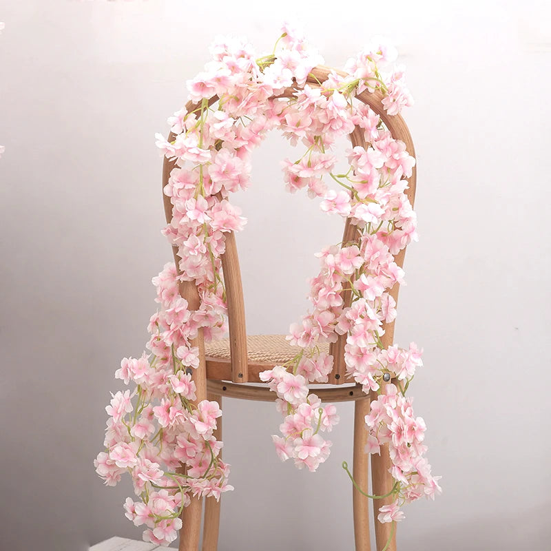 guirlande fleurs artificielles cerises rose clair décor mariage romantiqueintérieur festive