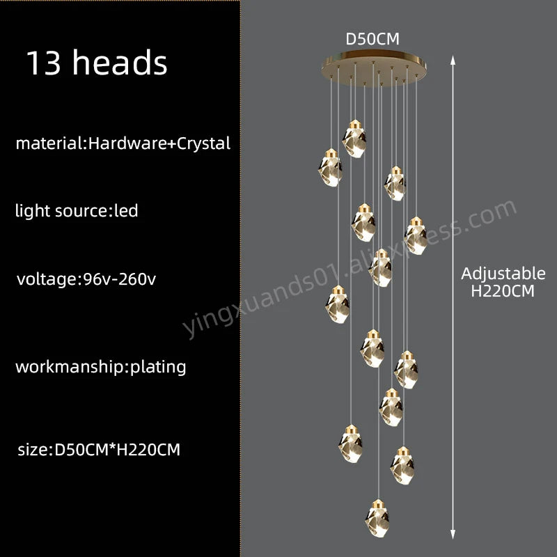 suspension lumineuse contemporaine dorée leds translucides chambre salon élégante 249 2000lm
